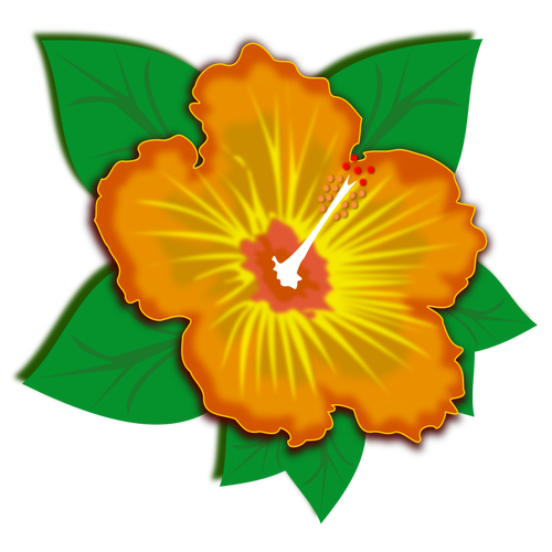 Orange flower with green leaves