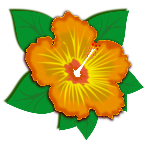 Orange flower with green leaves