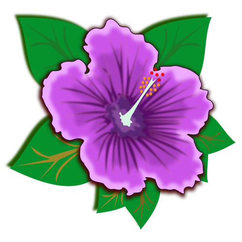 Fioletowy kwiat z liści