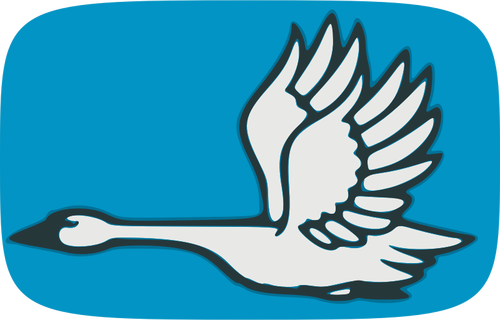 Image of flying swan on blue background