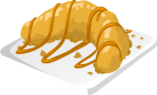 Vector drawing of banana dessert with caramel icing