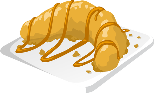 Vector drawing of banana dessert with caramel icing