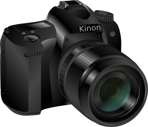 Photorealistic vector image of a black professional camera