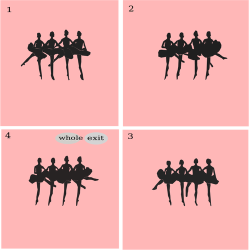 Vector illustratie van vier dans beweegt in ballet