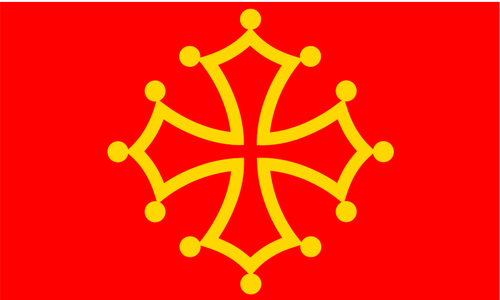 Midi-Pirineos región bandera vector de la imagen
