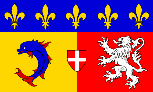 Rhône-Alpes region flag vector illustration