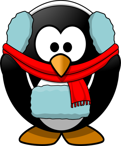 Векторная графика пингвинов в зимней одежде