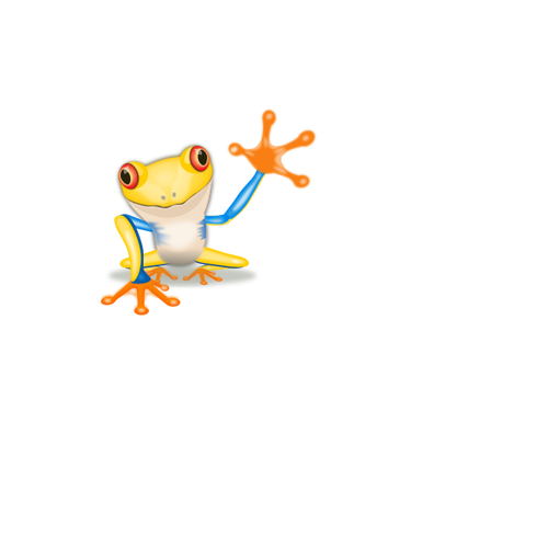 Colorful frog saying hi