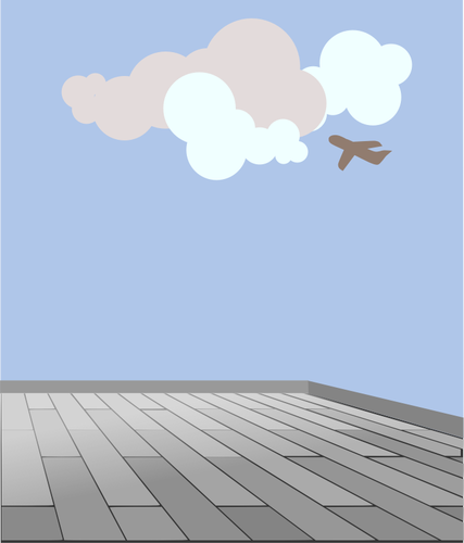 Vector graphics of plane spotting from a rooftop