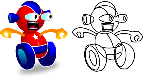 Vektorový obrázek kolových robota herní postava