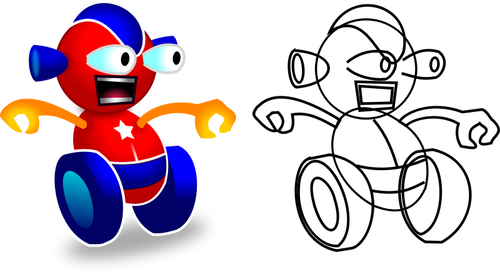 Vector image of wheeled robot game character