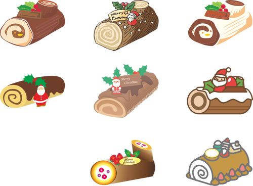 Eight Christmas cakes
