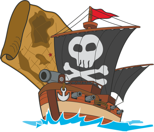 Cartoon pirate ship