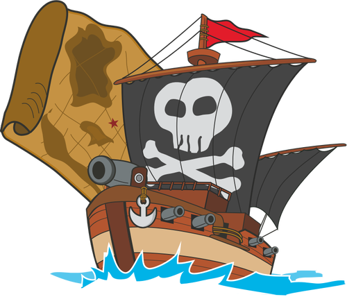 Cartoon pirate ship