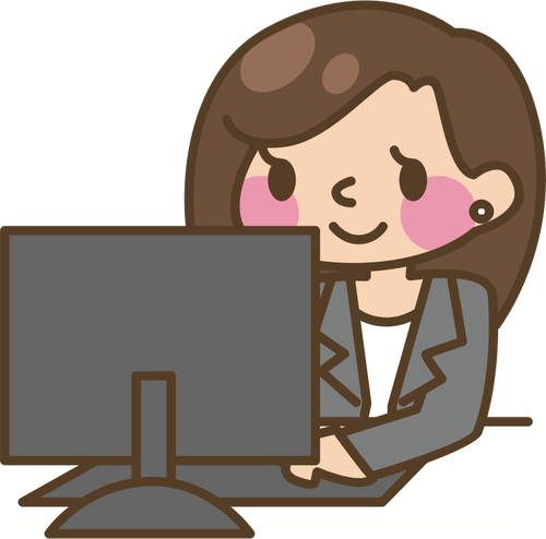 महिला कंप्यूटर उपयोगकर्ता वेक्टर छवि