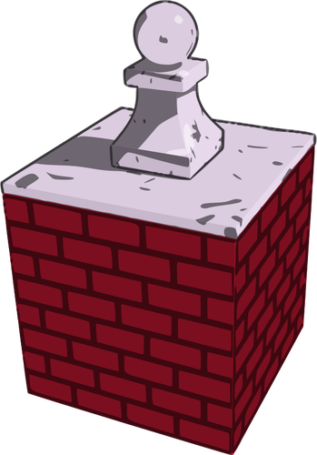 Vector image of marble knob on bricks