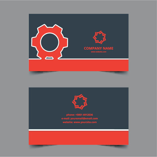 Business card template red and blue