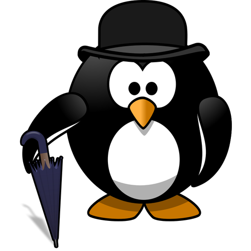 Pinguim de cavalheiro com gráficos vetoriais de guarda-chuva
