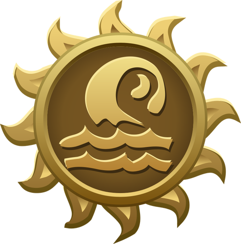 Vector clip art of grendaline sun shaped emblem