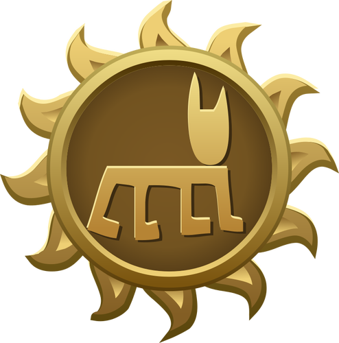 Vector graphics of humbaba sun shaped emblem