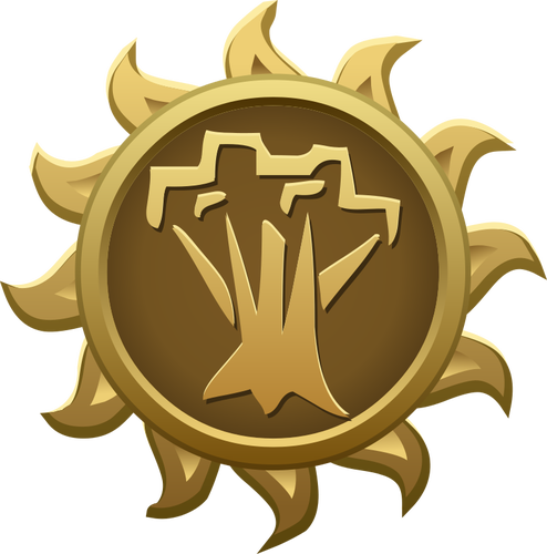 Spriggan sun shaped emblem vector clip art