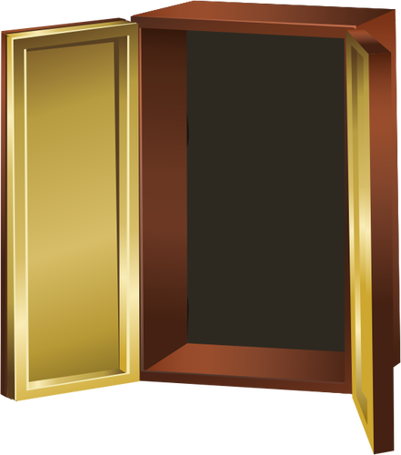 Vector afbeelding van bruin gekleurde kast open