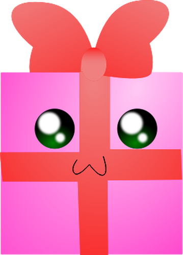 Vector illustration of humanoid pink gift box