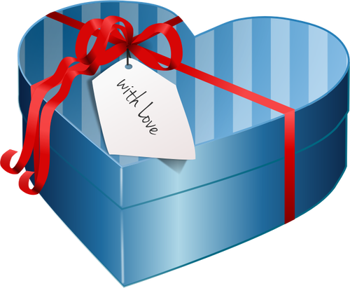 Image vectorielle de boîte de cadeau en forme de coeur bleu