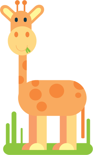 Cartoon giraffe eating grass