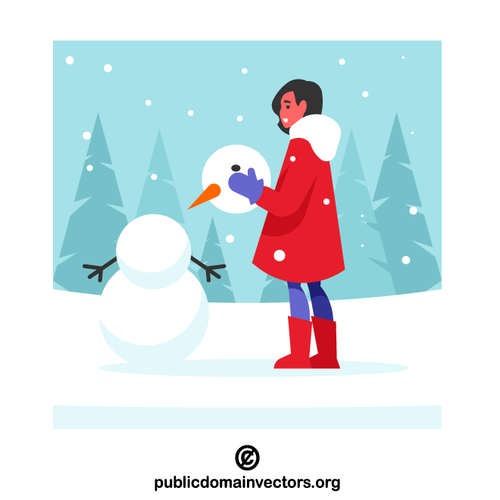 נערה עושה איש שלג