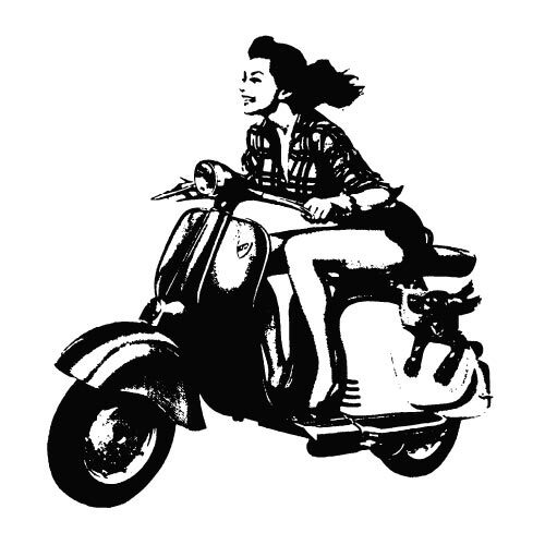 Ragazza sulla grafica vettoriale scooter