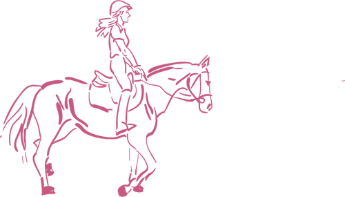 Girl riding a horse vector illustration