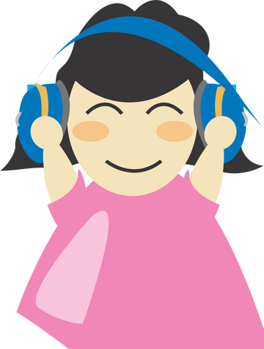 Menina com ilustração vetorial de fones de ouvido