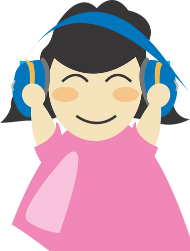 Gadis dengan headphone vektor ilustrasi