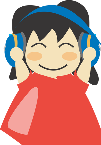 Niña con dibujo vectorial de auriculares