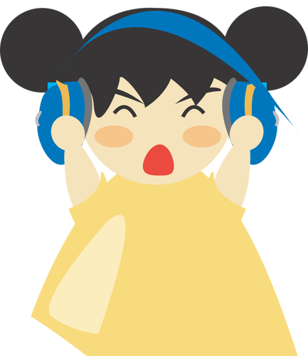 Chica con auriculares vector illustrtaion