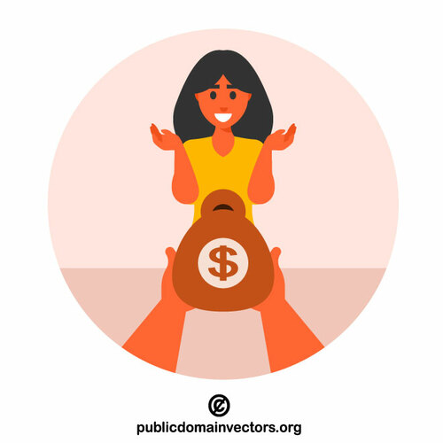 Giving money to a woman