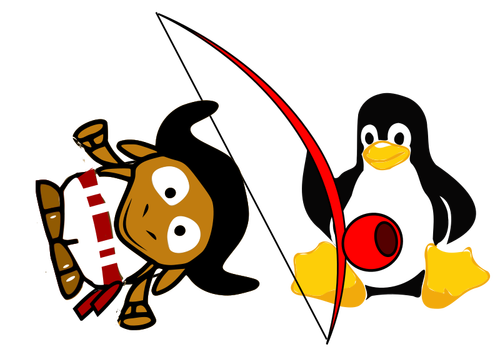 Comic-Gnu und tux