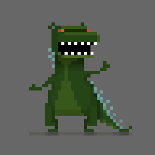 Dino monstru pixel de desen vector