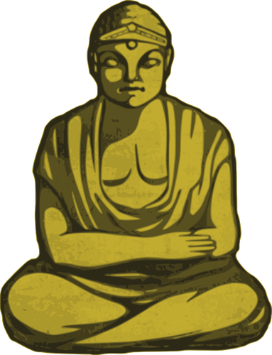 Vektorgrafik med gyllene Buddha-staty i