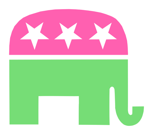 Zelený a růžový slon