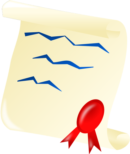 Vektor-Illustration von Abschluss-Dokument mit einem roten Siegel
