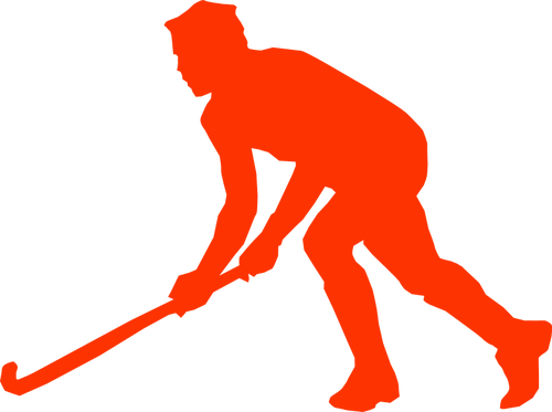 Silhouette vector clipart de joueur de hockey sur gazon