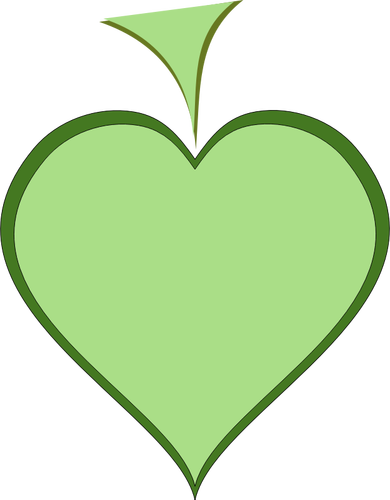Green heart with dark green thick line border vector illustration