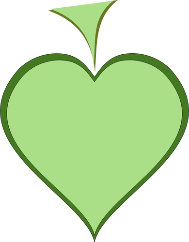 Coeur vert avec illustration de vecteur ligne épaisse vert foncé frontière