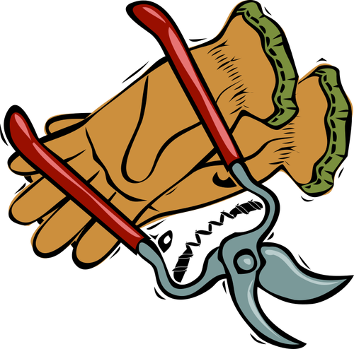 Gloves and cutting scissors vector graphics