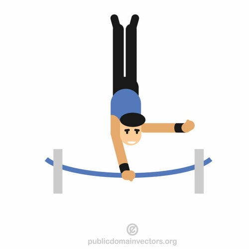 Gymnaste sur une barre haute de gymnastique