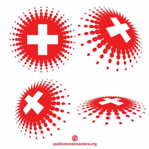 العلم السويسري على شكل الألوان النصفية
