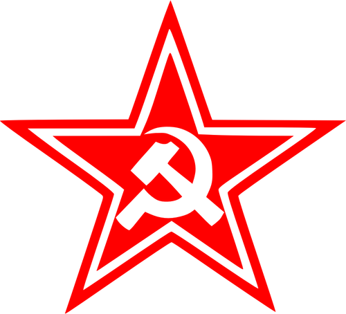 Vector graphics of red sickle and hammer star