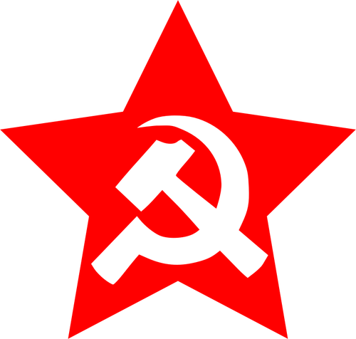 Vector image of large hammer and sickle in star